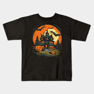 Spooky Halloween Haunted House // V4 Kids T-Shirt